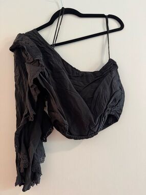 Cami NYC Black Lace-Trim One-Shoulder Top